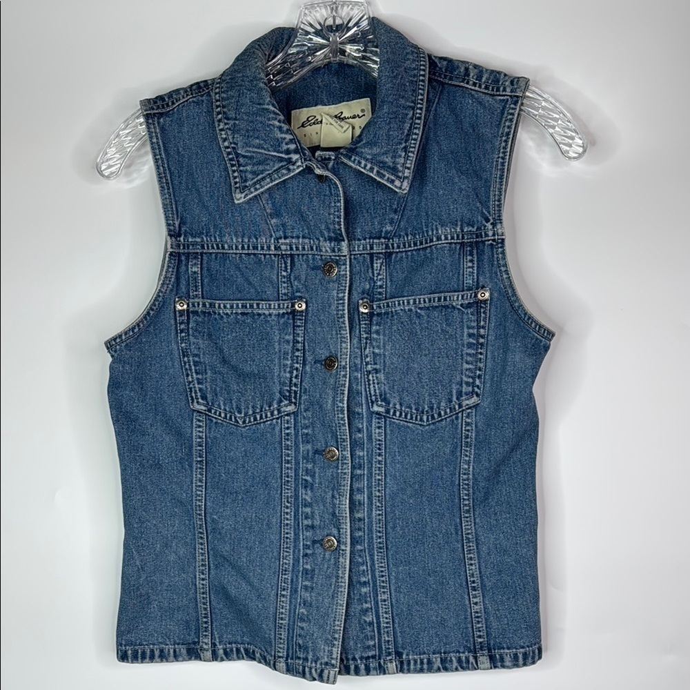 Vintage Eddie Bauer Blue Denim Vest Size Small 90s